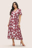 Marigold Ruffle Wrap Midi Dress in Dusty Pink – front