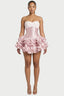 Elowen Strapless Corset Ruffle Mini Dress in Powder Pink – front