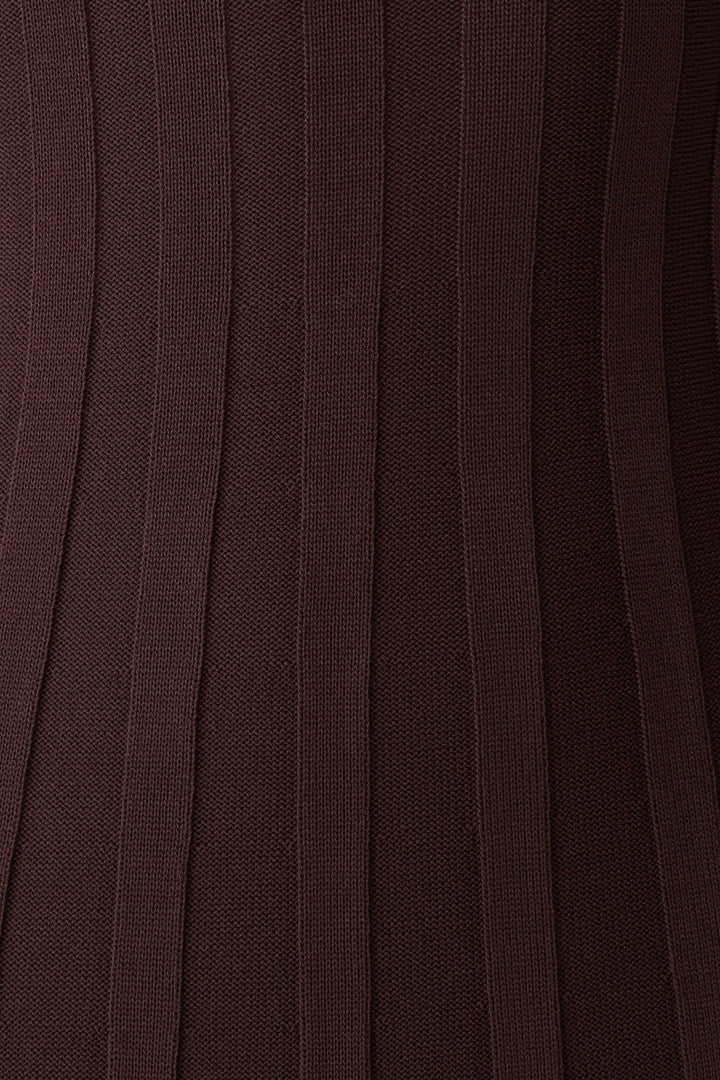 Pia Ribbed Strapless Maxi Dress - Chocolate