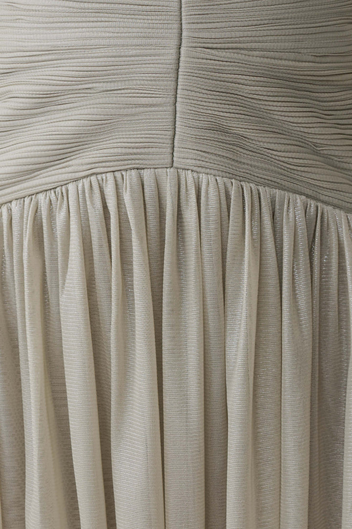Lucille Halter Pleated Mini Dress - Silver