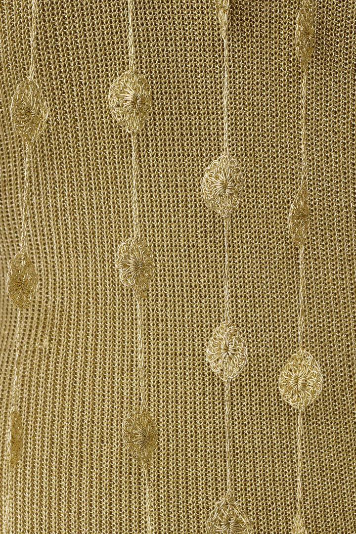Shami Lurex Maxi Dress With Flowers - Gold