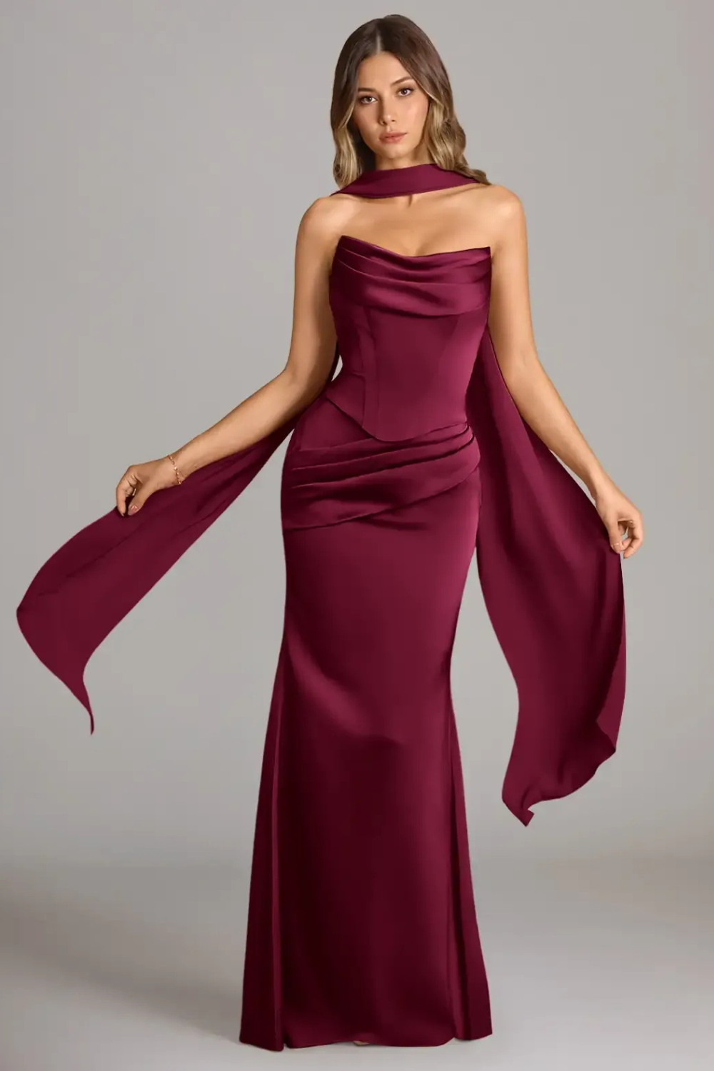 Ottavia Strapless Satin Maxi Dress