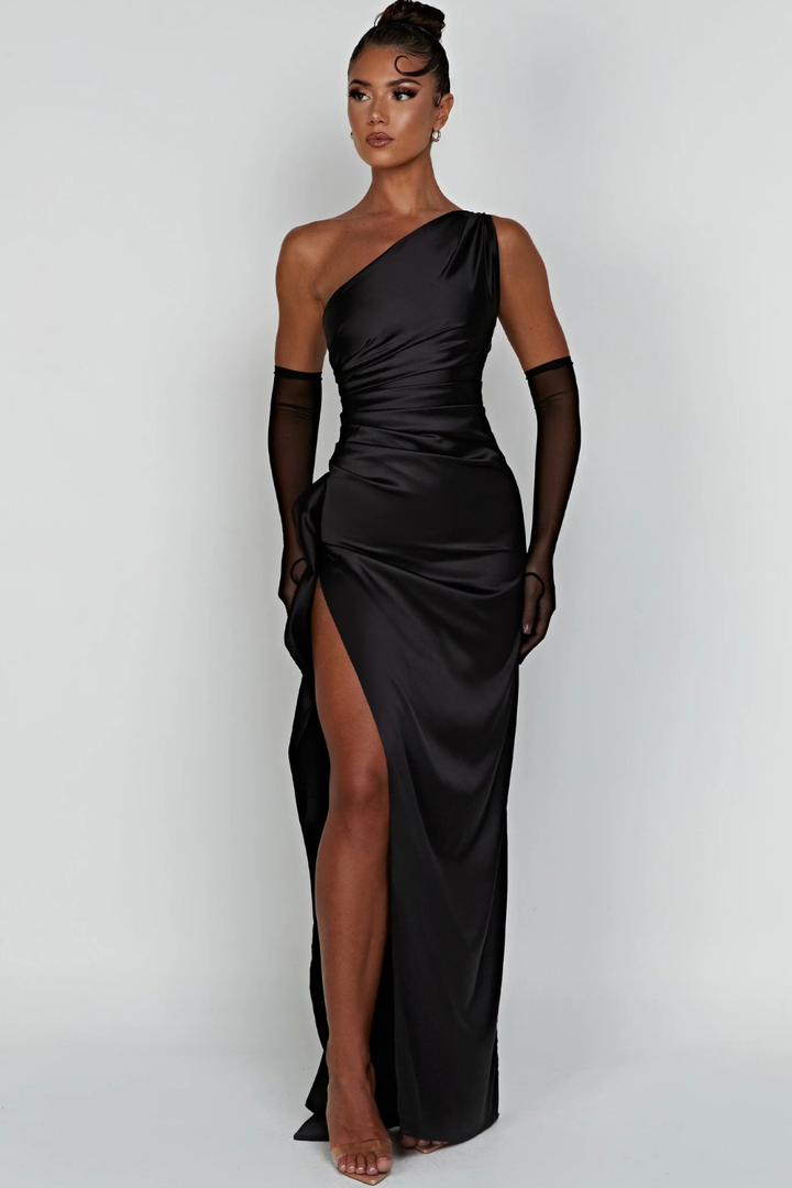 Alessia Maxikleid aus Satin mit One-Shoulder-Ausschnitt