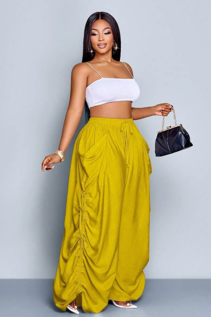Aliyah Ruched Wide-Leg Pants