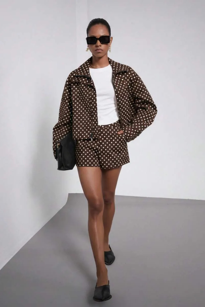 Polka Dot Cropped Jacket