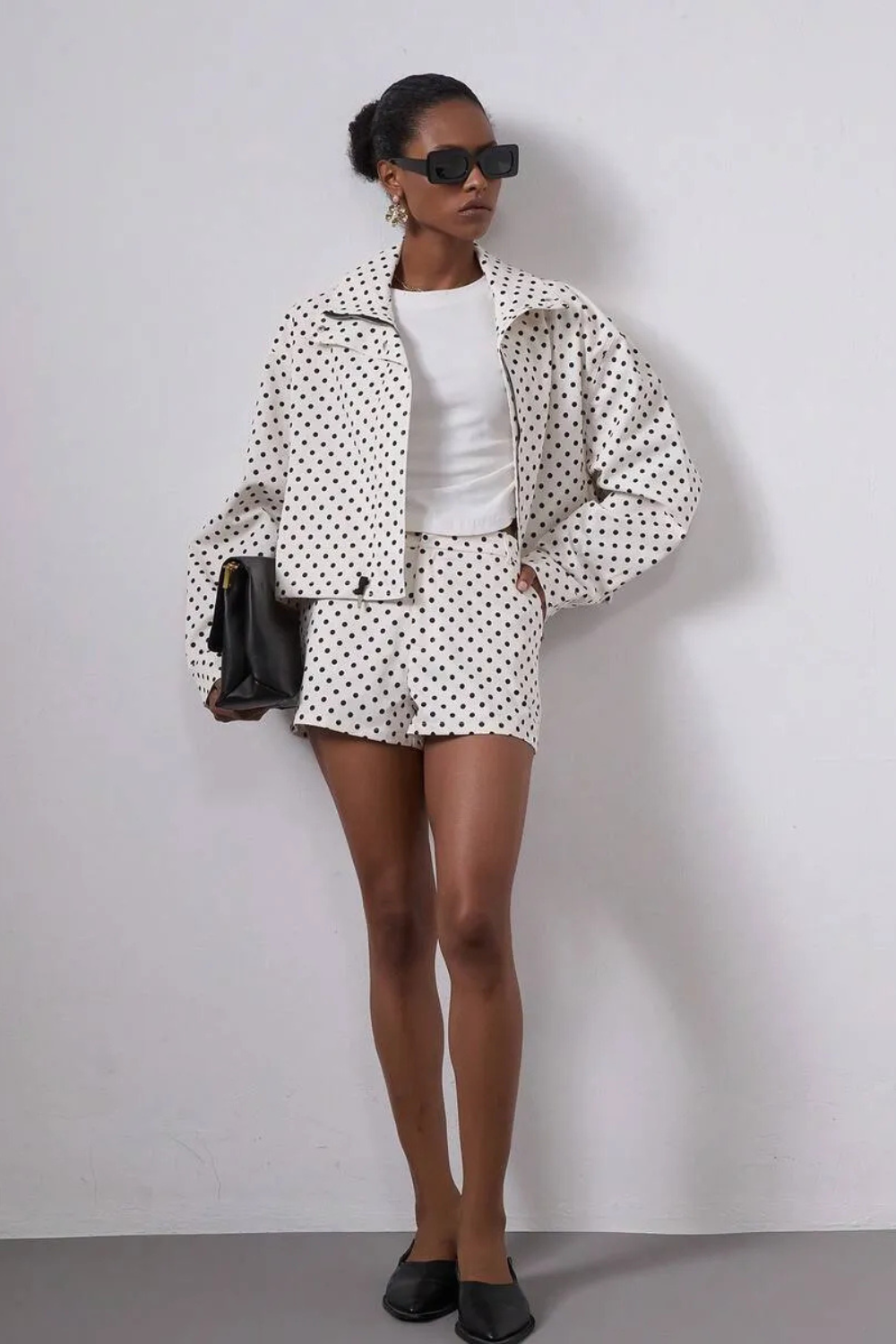 Polka Dot Cropped Jacket