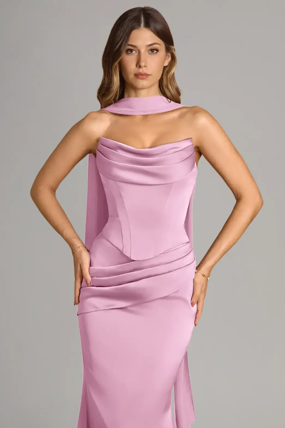 Ottavia Strapless Satin Maxi Dress