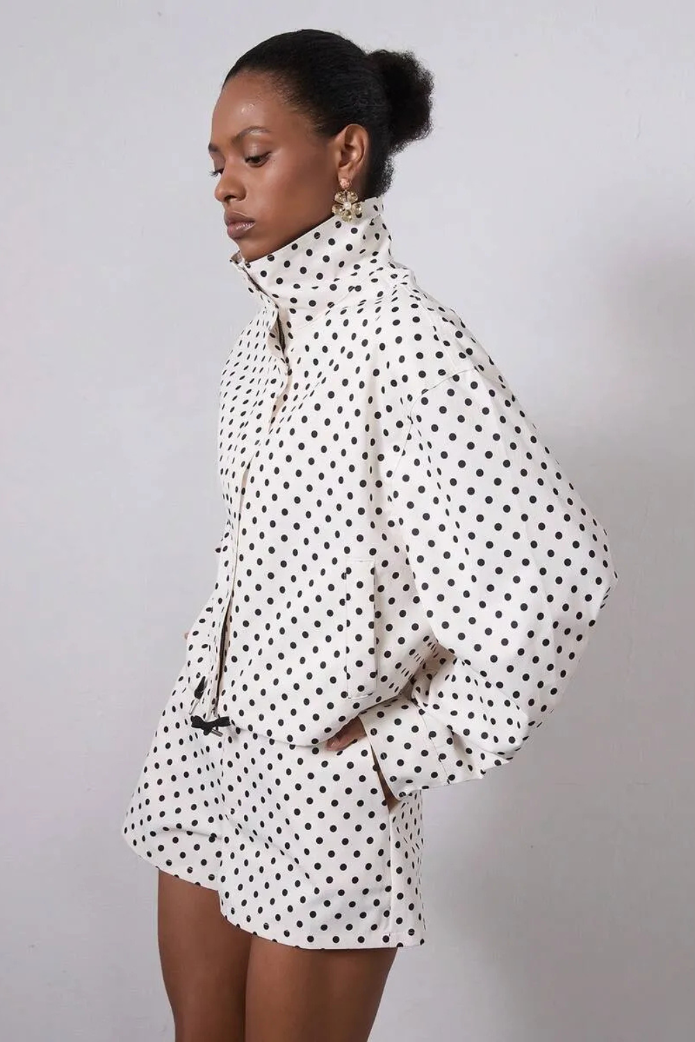 Polka Dot Cropped Jacket