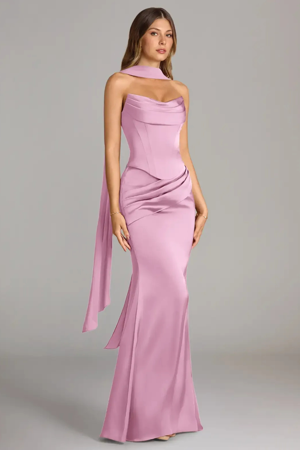Ottavia Strapless Satin Maxi Dress