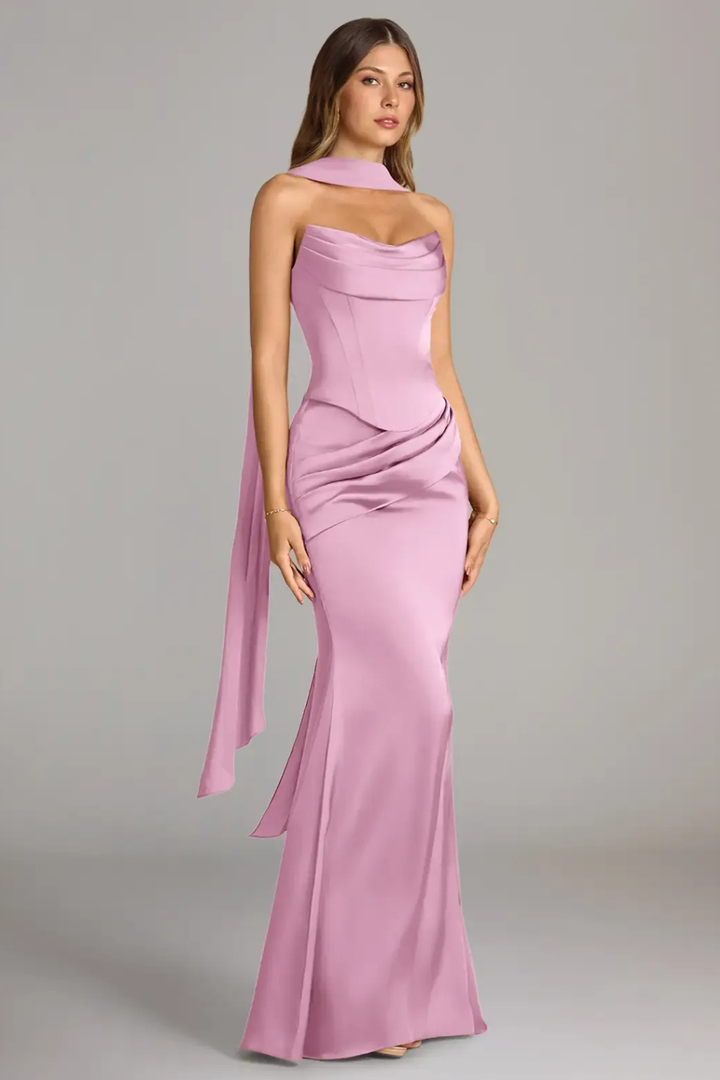 Ottavia Strapless Satin Maxi Dress