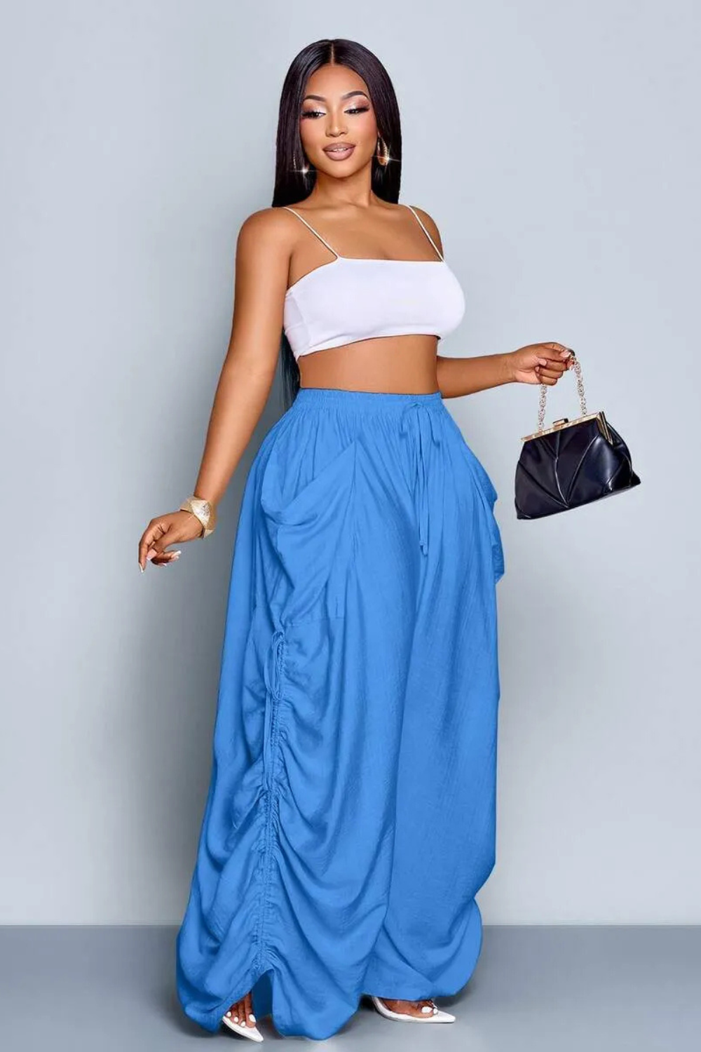 Aliyah Ruched Wide-Leg Pants