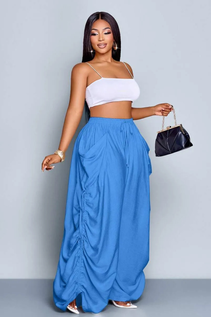 Aliyah Ruched Wide-Leg Pants