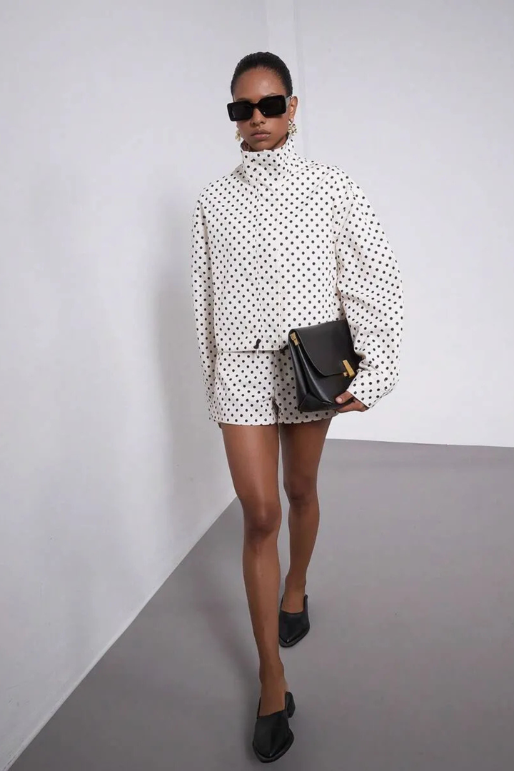 Polka Dot Cropped Jacket