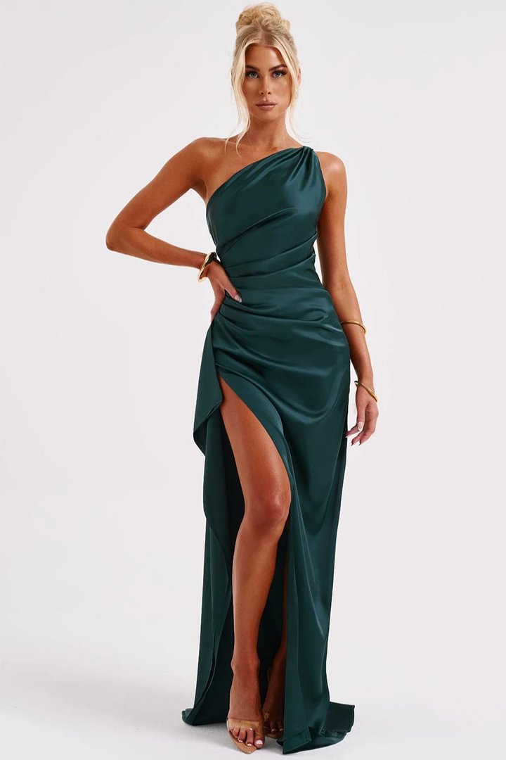 Alessia Maxikleid aus Satin mit One-Shoulder-Ausschnitt