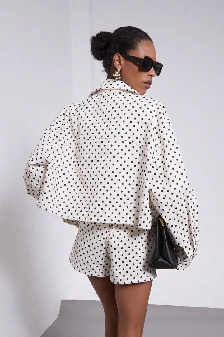 Polka Dot Cropped Jacket