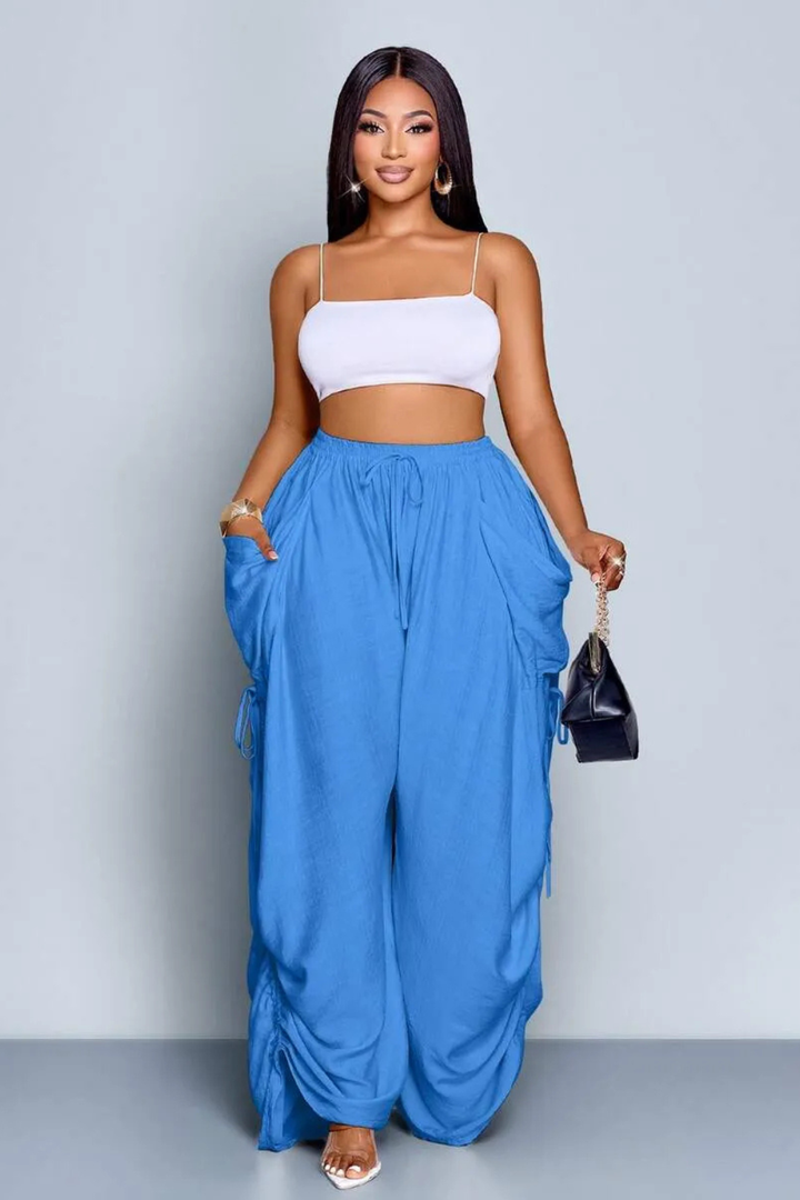 Aliyah Ruched Wide-Leg Pants