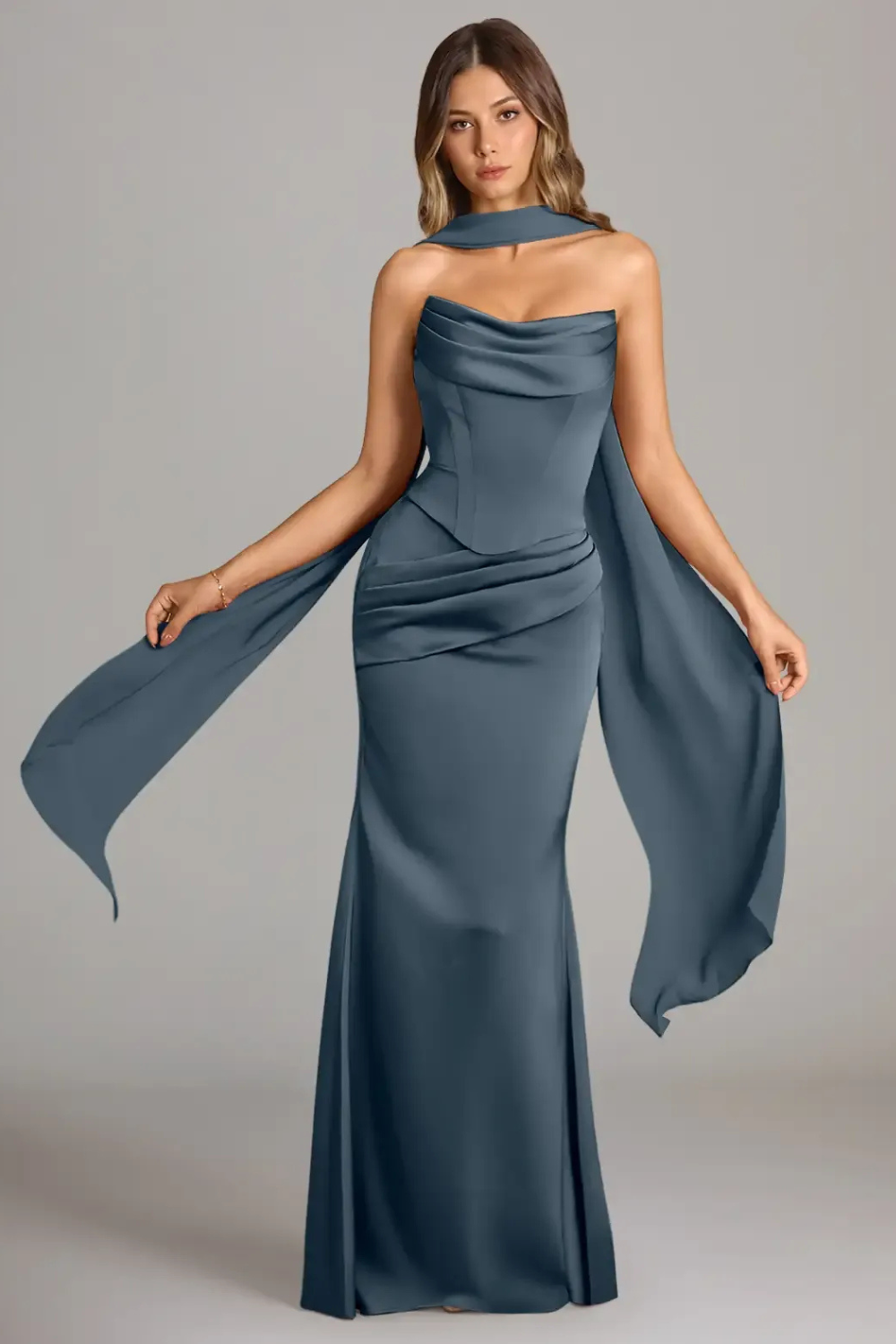 Ottavia Strapless Satin Maxi Dress
