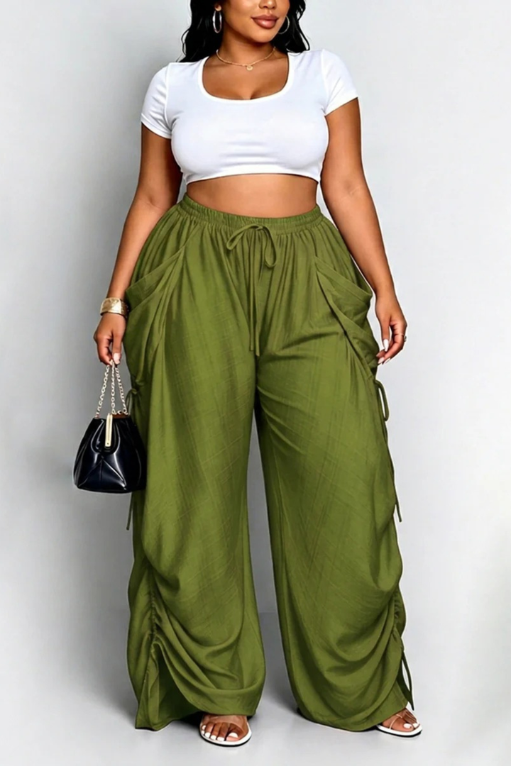 Aliyah Ruched Wide-Leg Pants