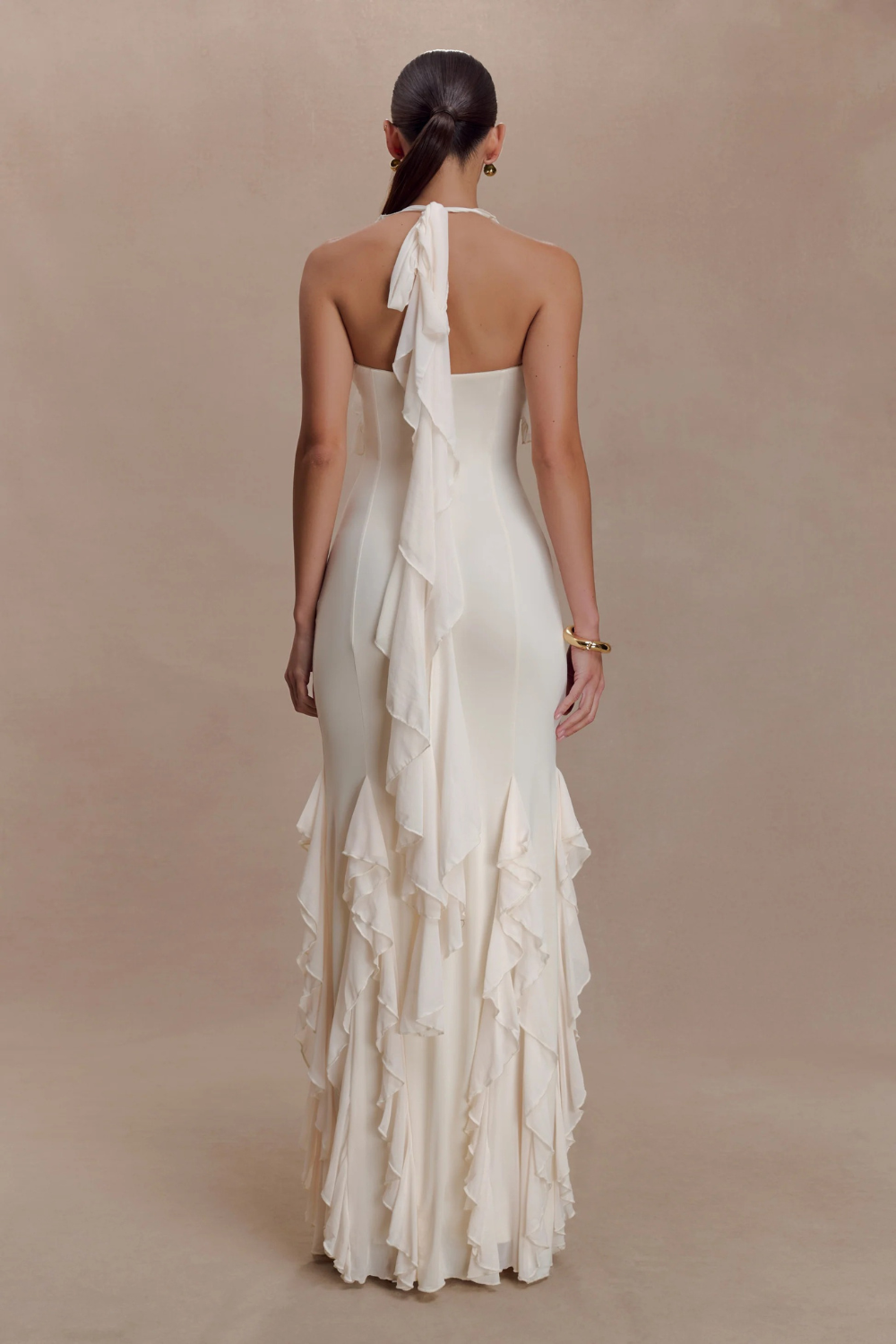 Etta Ruffle Slinky Maxi Dress