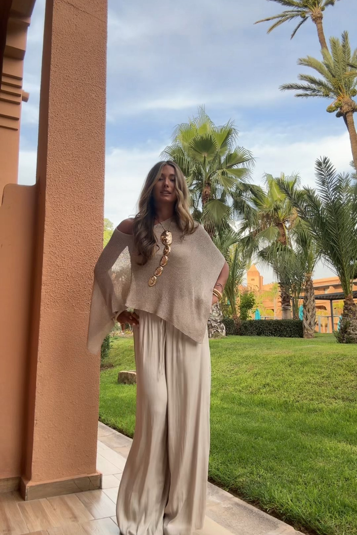 Marbella Open-Knit Poncho Top