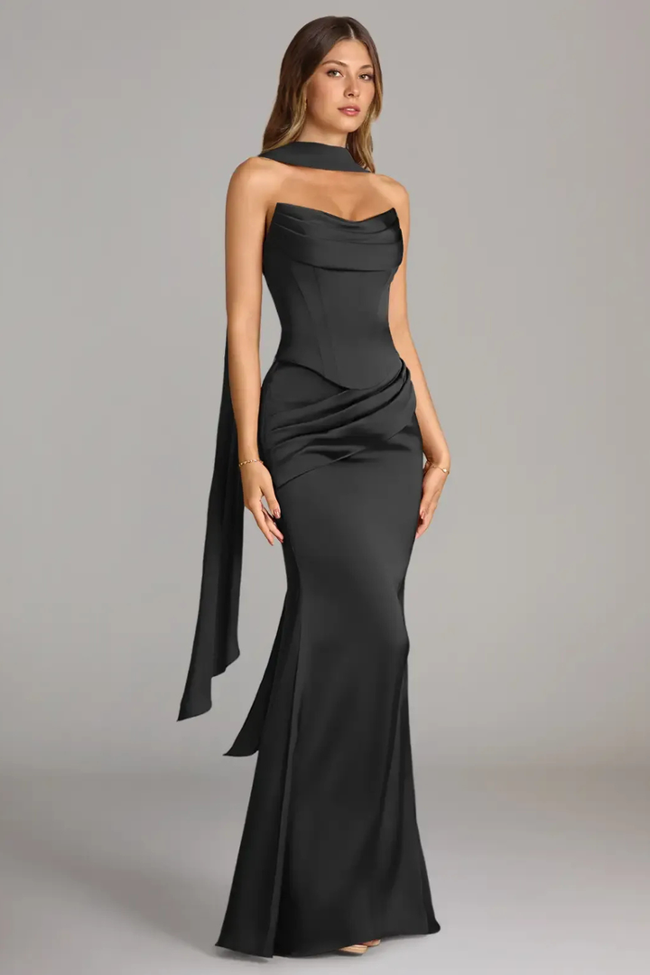 Ottavia Strapless Satin Maxi Dress