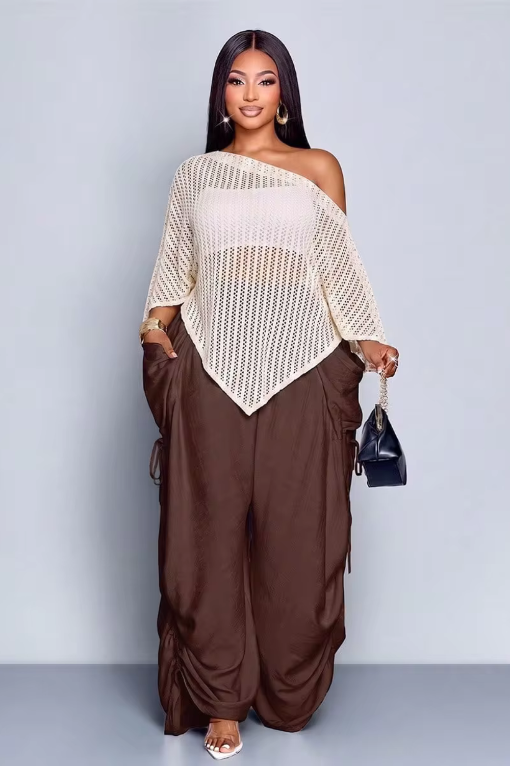 Aliyah Ruched Wide-Leg Pants