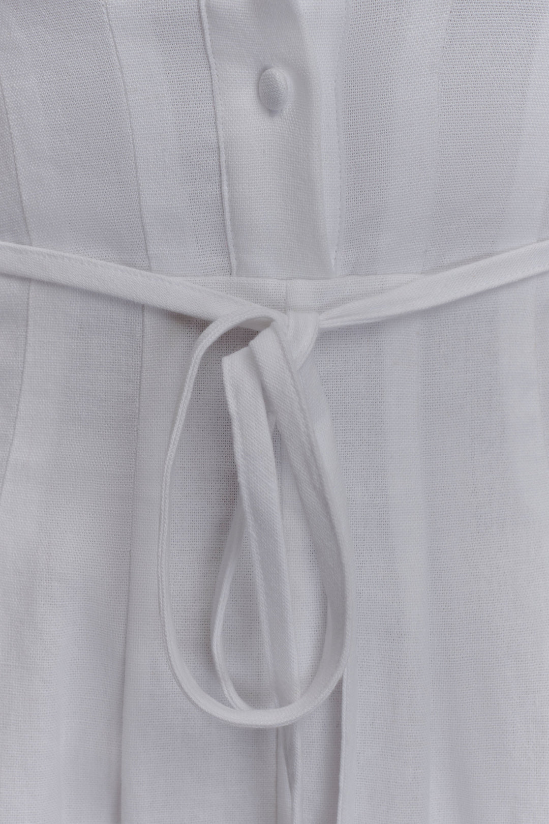 Aysha Buttoned Linen Midi Dress - White