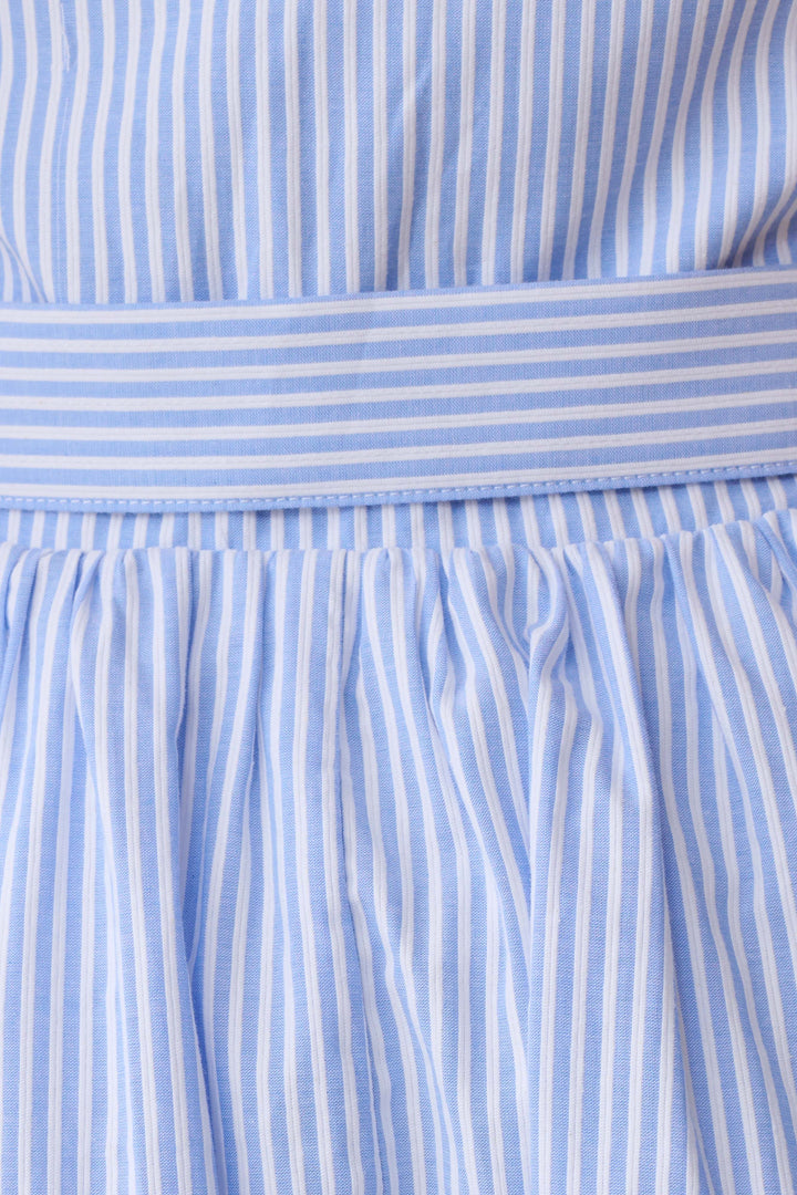 Cindy Collared Midi Dress - Blue Pinstripe