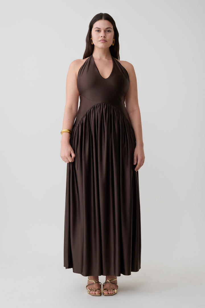 Cypress Halter Maxi Dress - Chocolate