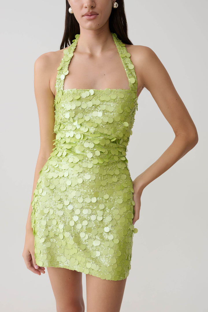 Caralee Sequin Halter Mini Dress - Green