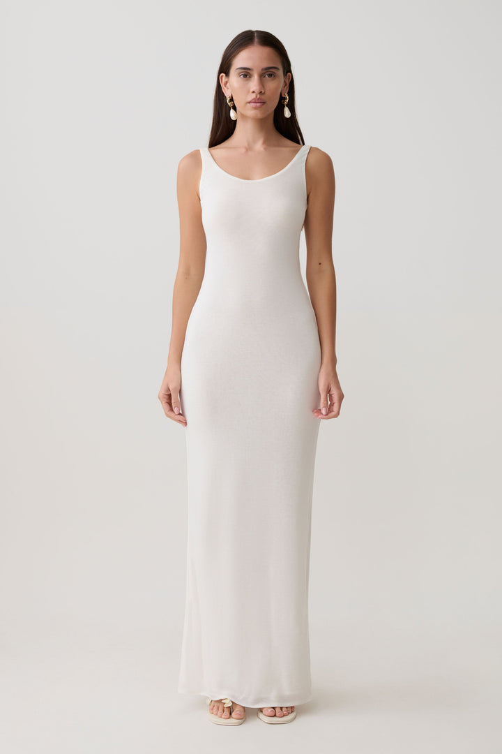 Gwenaelle Scoop Neck Jersey Maxi Dress - White