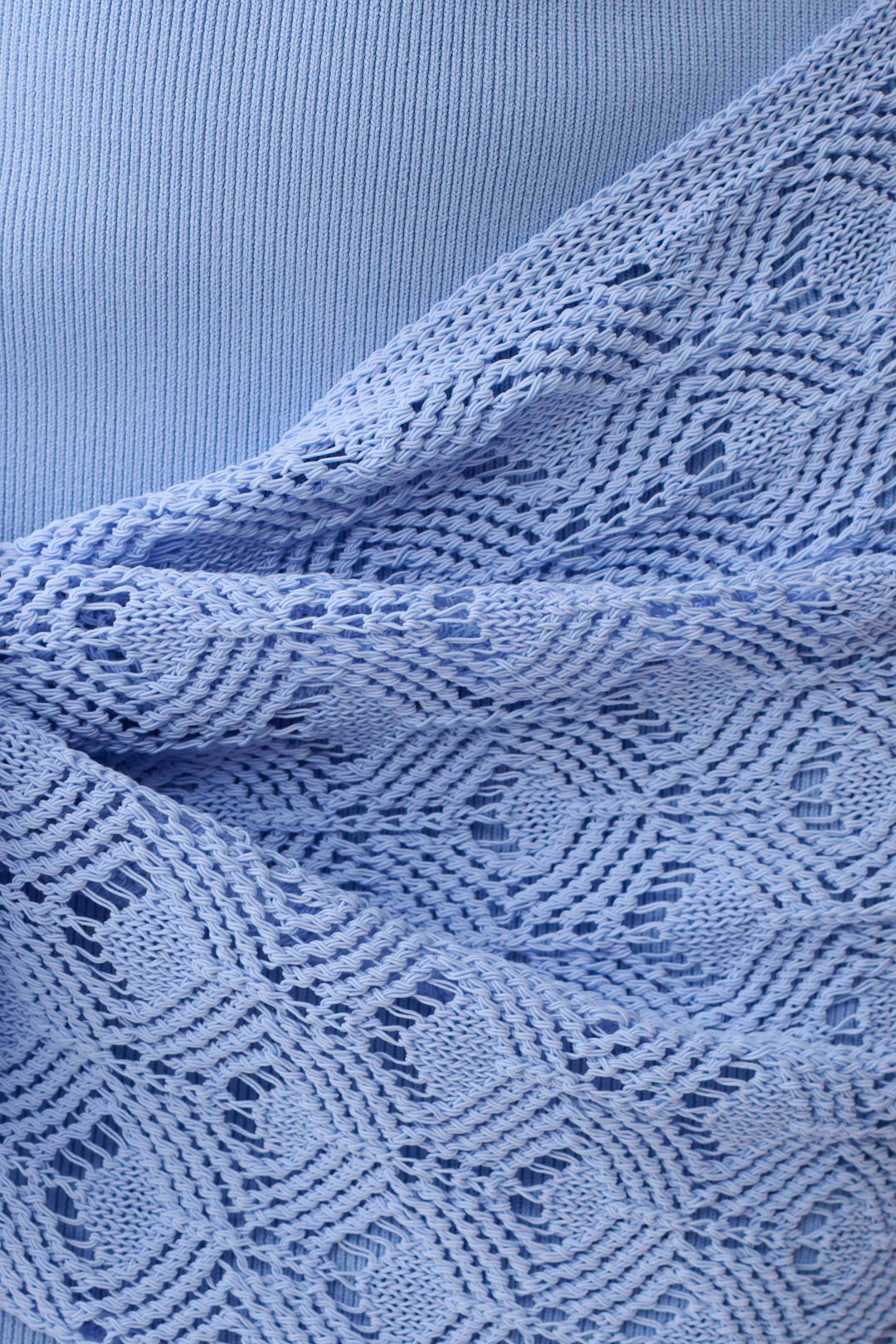 Mollie Mini Dress With Crochet Overlay - Cornflower Blue