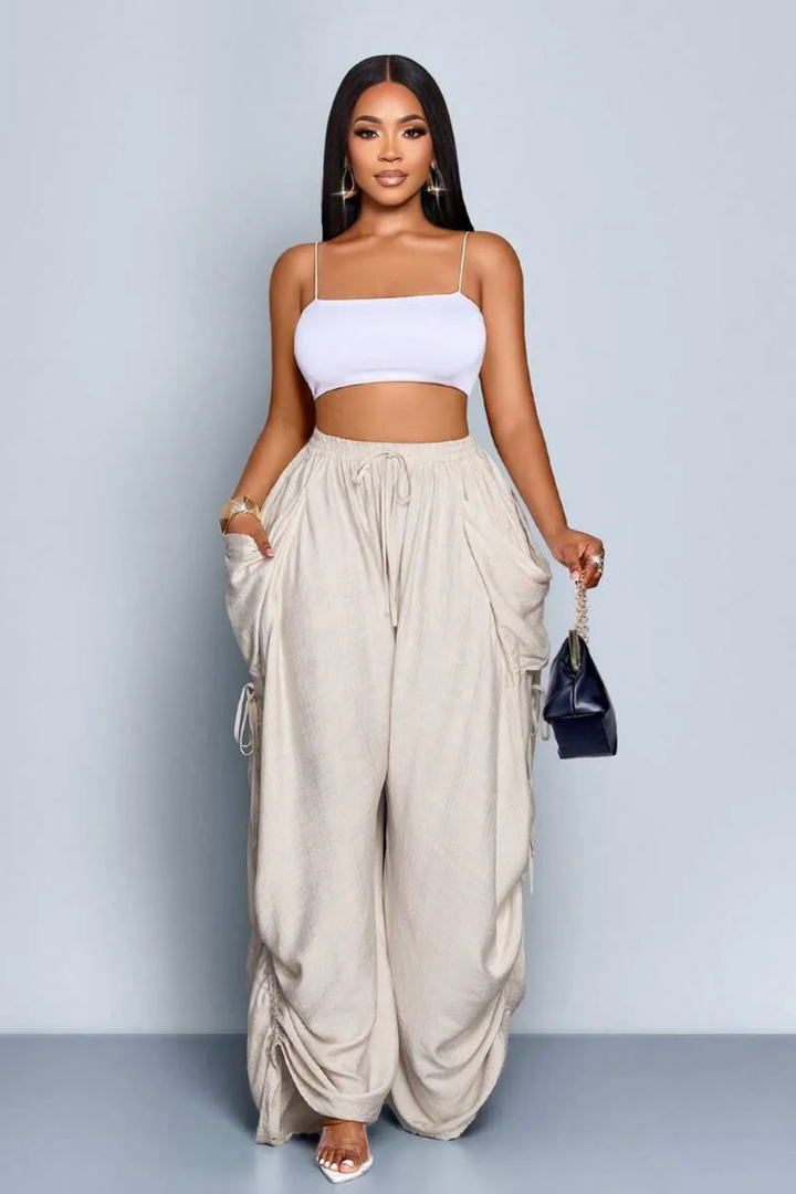 Aliyah Ruched Wide-Leg Pants