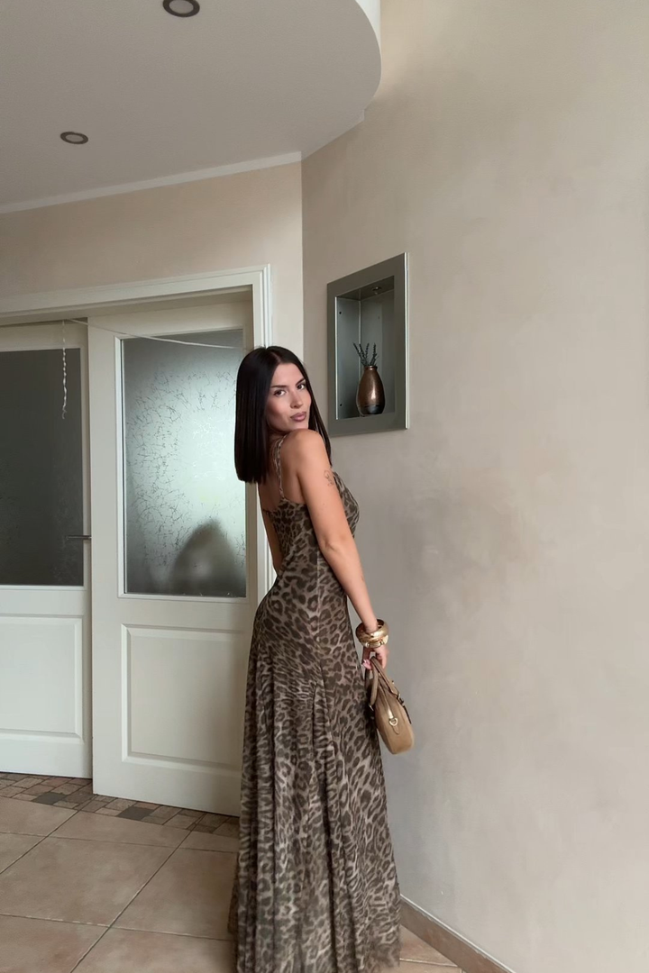 Robe longue léopard Savana