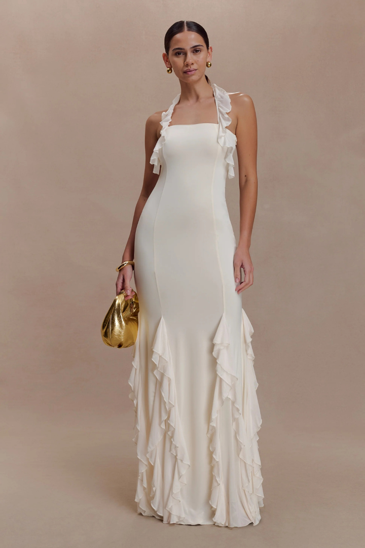 Etta Ruffle Slinky Maxi Dress