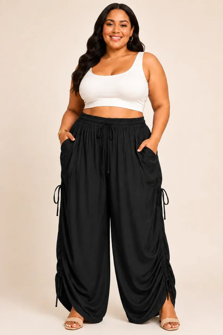 Aliyah Ruched Wide-Leg Pants
