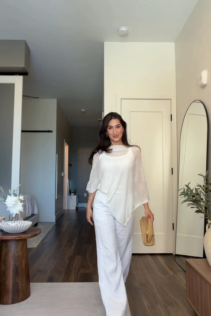 Marbella Open-Knit Poncho Top