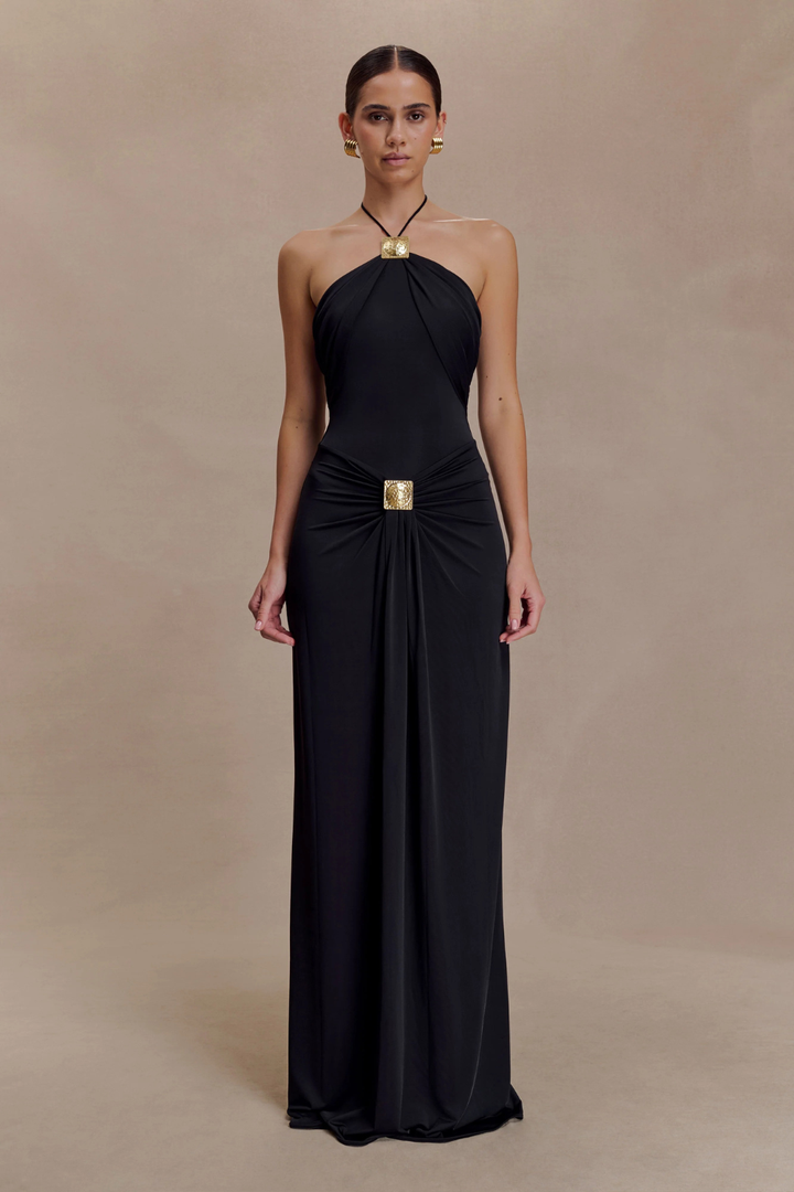 Quincy Halter Maxi Dress With Hardware