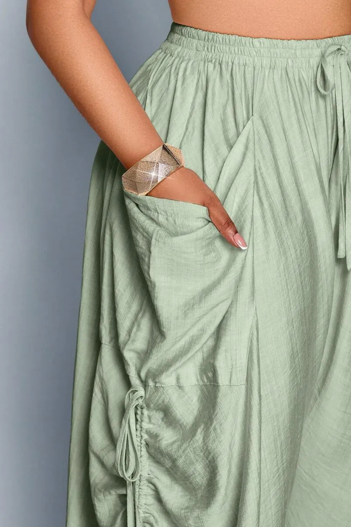 Aliyah Ruched Wide-Leg Pants