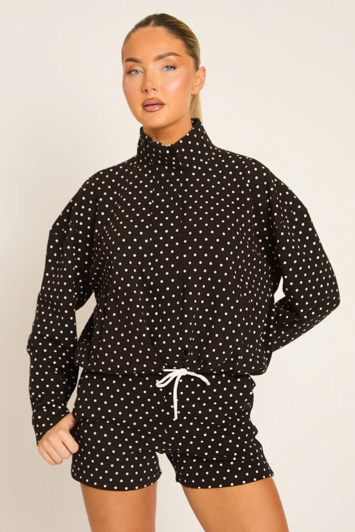 Polka Dot Cropped Jacket