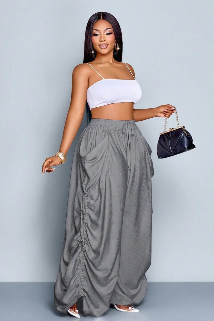 Aliyah Ruched Wide-Leg Pants