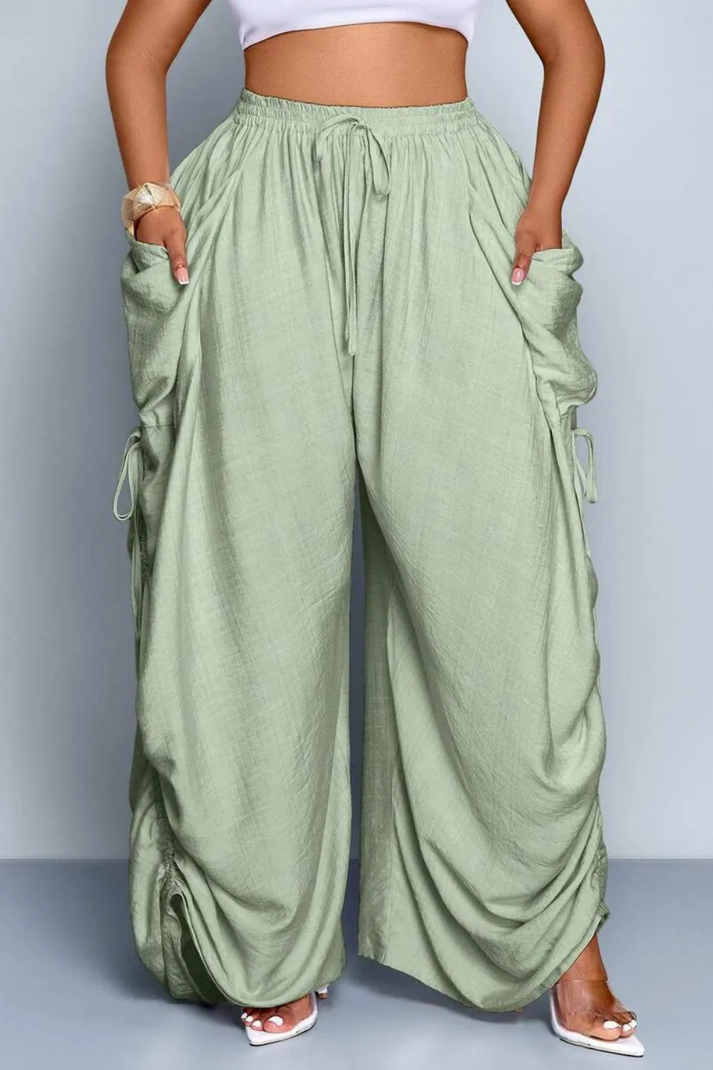 Aliyah Ruched Wide-Leg Pants