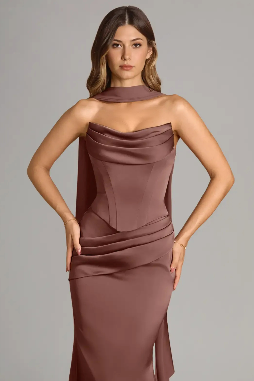 Ottavia Strapless Satin Maxi Dress