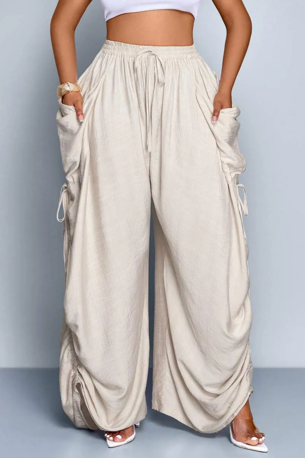 Aliyah Ruched Wide-Leg Pants