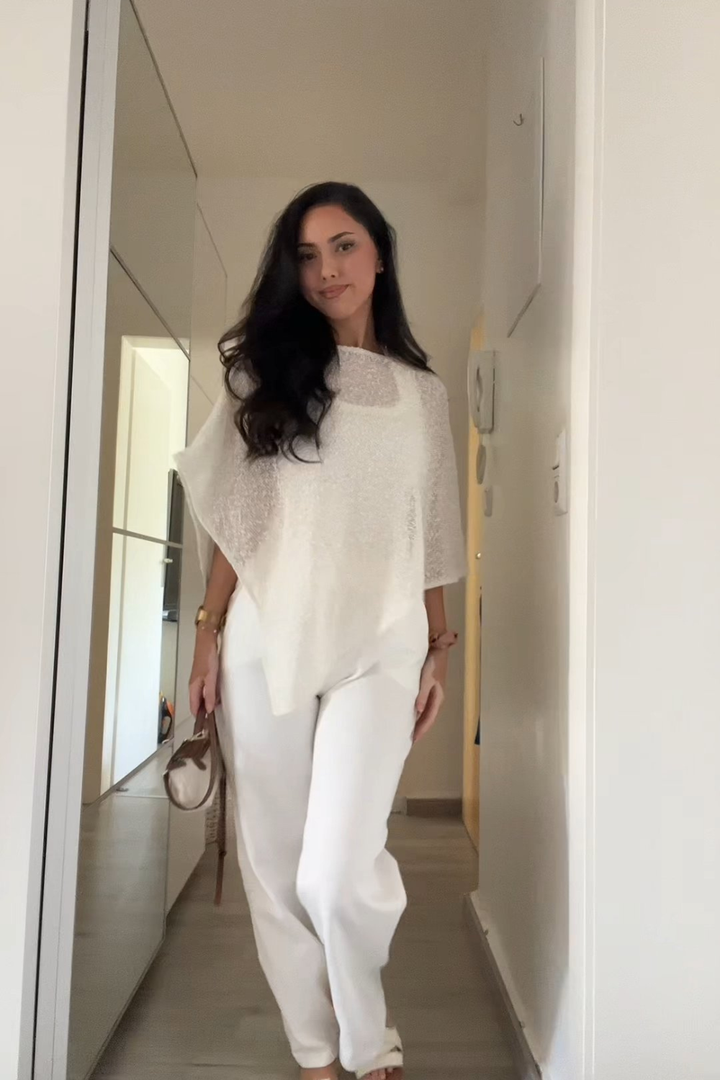 Marbella Open-Knit Poncho Top