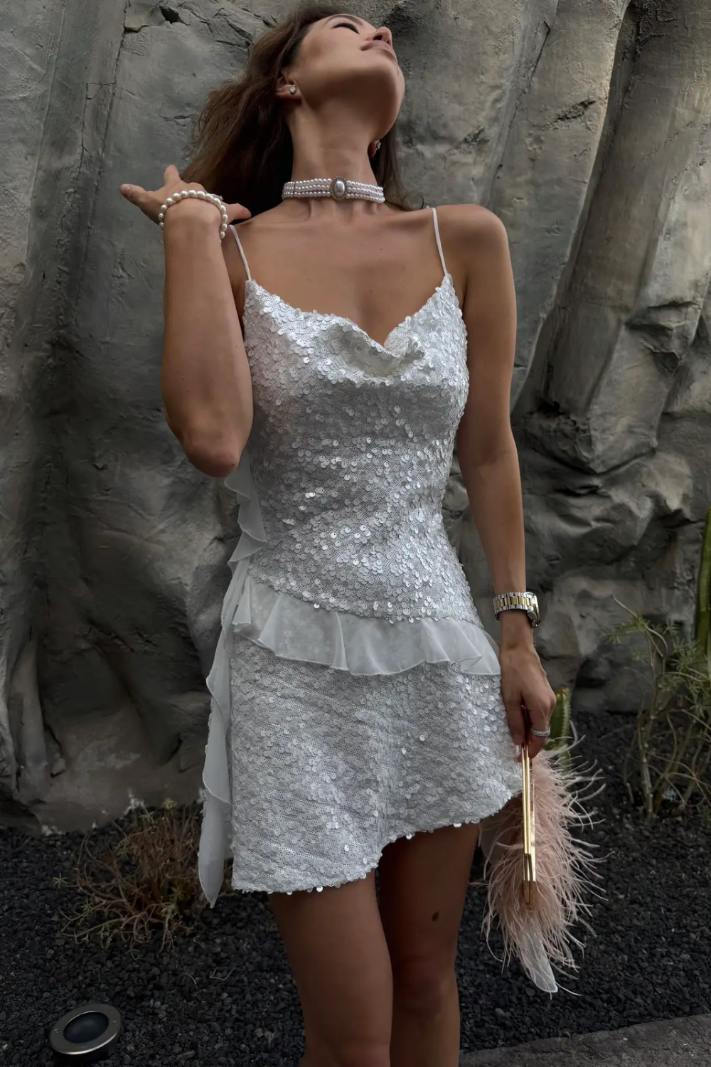Estelle Sequin Ruffle Mini Dress