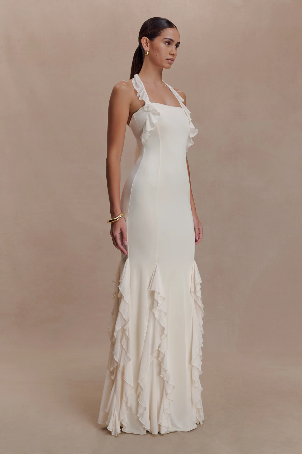 Etta Ruffle Slinky Maxi Dress