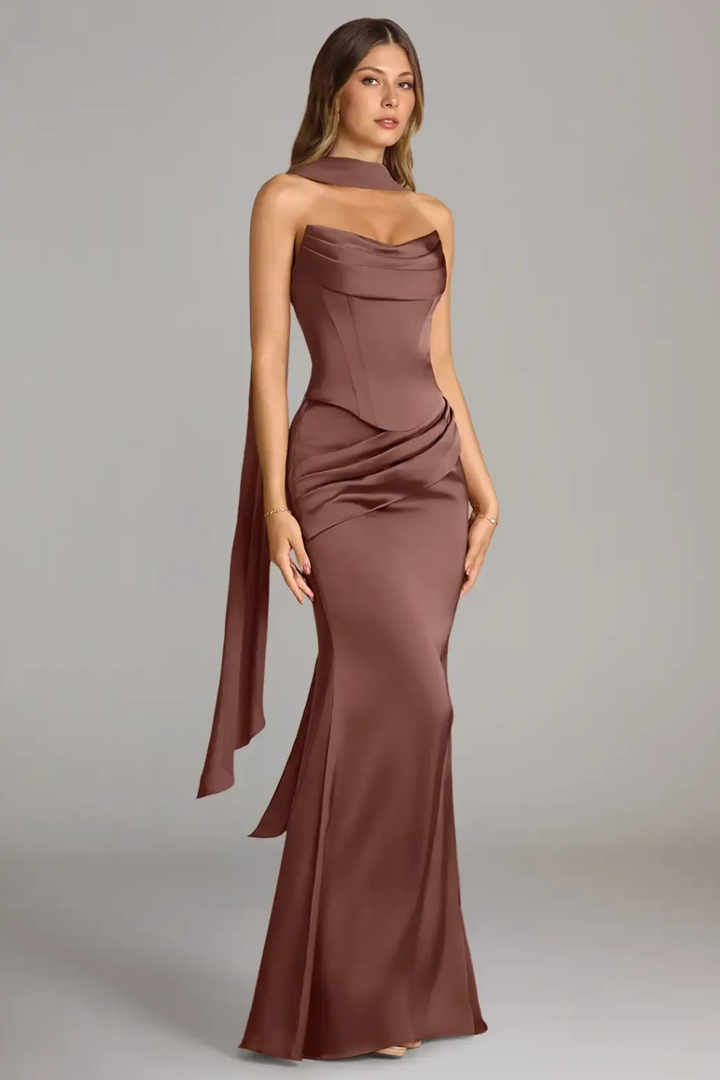 Ottavia Strapless Satin Maxi Dress