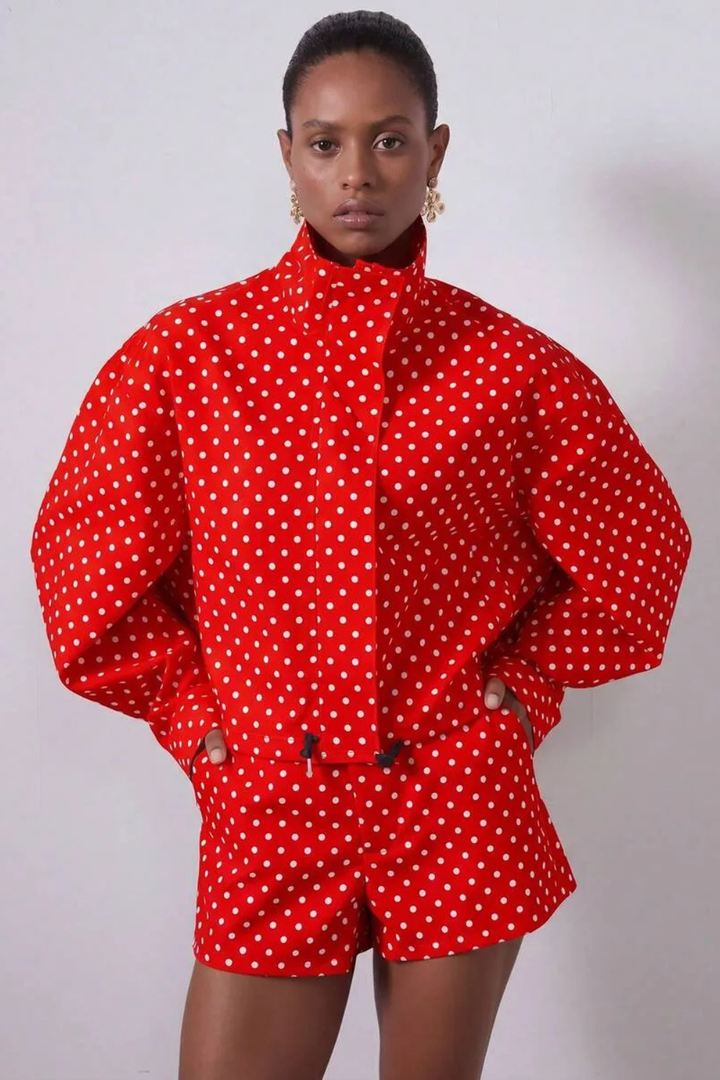 Polka Dot Cropped Jacket