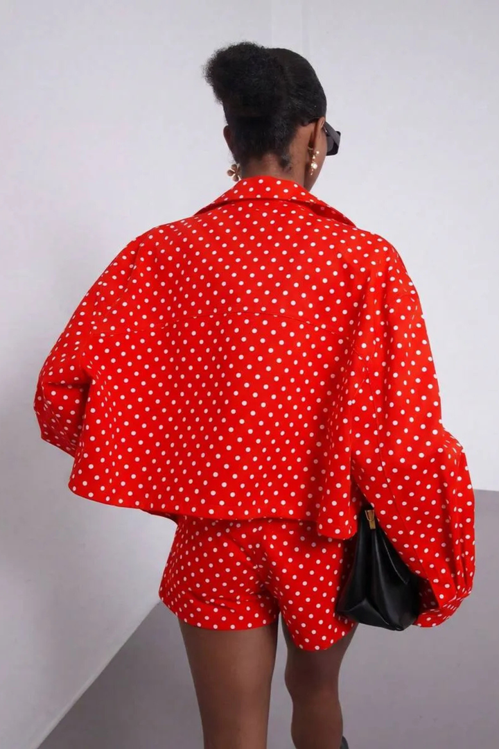 Polka Dot Cropped Jacket